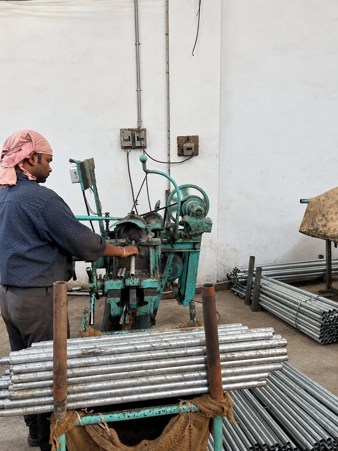 Threading machine at Atul Pipe Industries